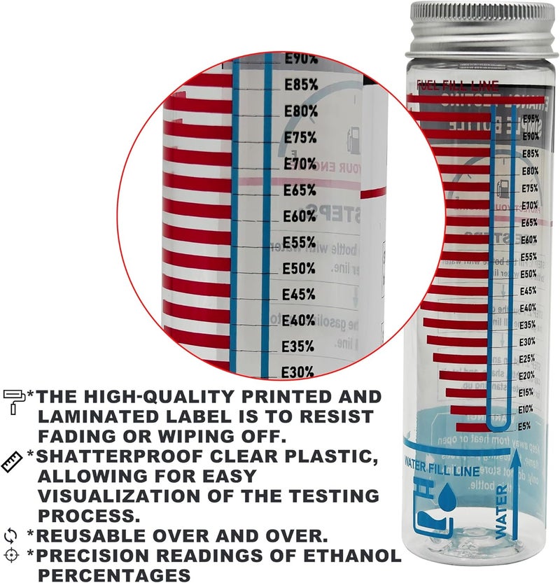 LUCKLYJONE E85 Tester Kit, Reusable Ethanol Test Kit, Wide Mouth Fuel Test Bottle, Gasoline Super Content Tester (2 Pack) - Image 5
